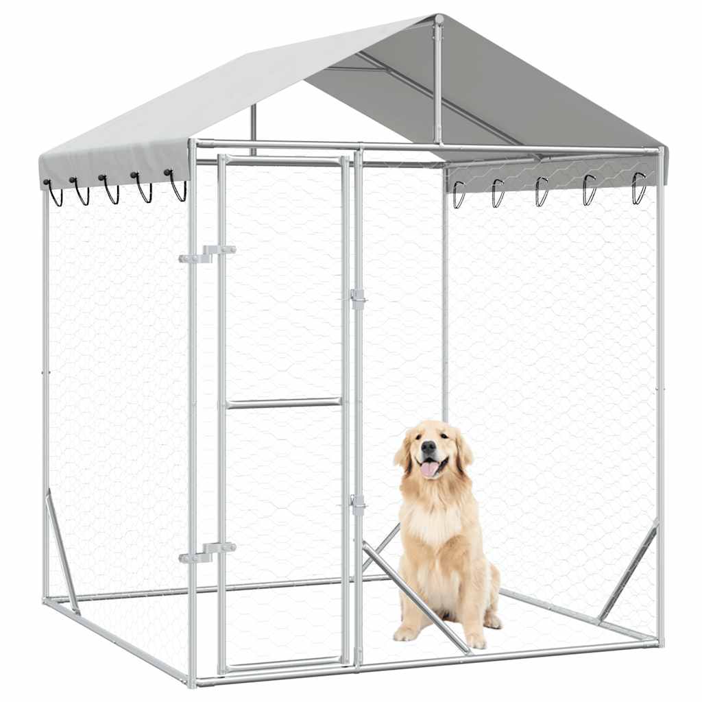 Vidaxxl chenil avec toit 2x2x2,5 m acier galvanisé argent