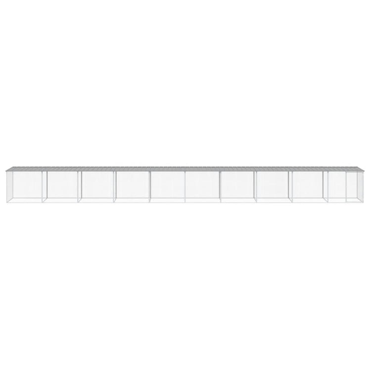 Poulet Vidaxl avec toit 1003x98x90 cm en acier galvanisé gris clair