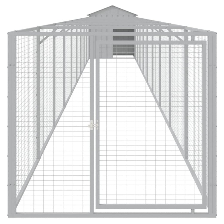 Vidaxl Dog Loft avec toit 117x1017x123 cm en acier gris clair