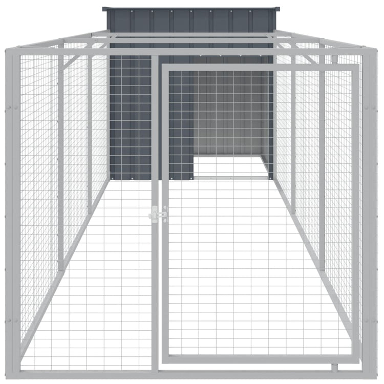 Vidaxl Dog Loft with Run 110x405x110 cm Anthracite en acier galvanisé