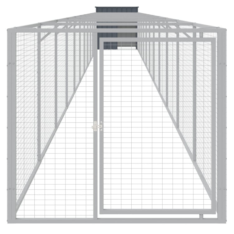 Vidaxl Dog Loft avec run 110x1221x110 cm en acier anthracite -colored