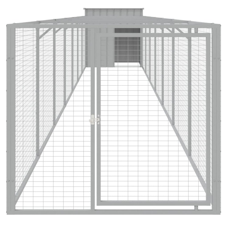 Vidaxl Dog Loft with Run 110x813x110 cm Gris clair en acier