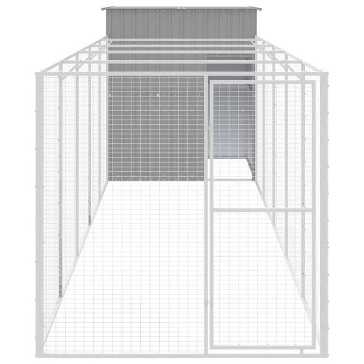 Vidaxl Dog Loft avec Run 165x659x181 cm Gray en acier galvanisé