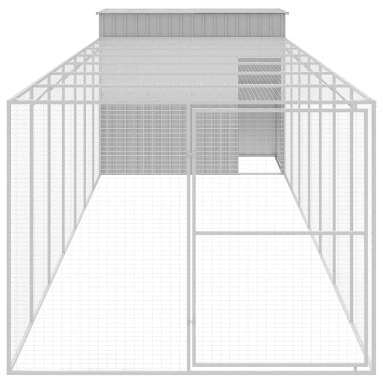 Vidaxl Dog Loft avec run 214x865x181 cm en acier gris clair