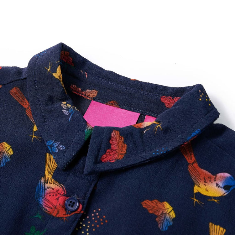 Vidaxl Robe pour enfants à manches longues 128 bleu marine