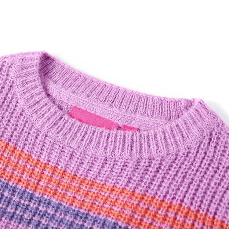 Pull pour enfants Vidaxl tricoté de rayures 128 lilas et rose