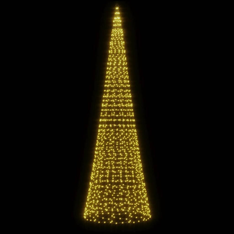 Vidaxl LED Arbre de Noël à Vlaggenmast 1534 LEDS blanc chaud 500 cm