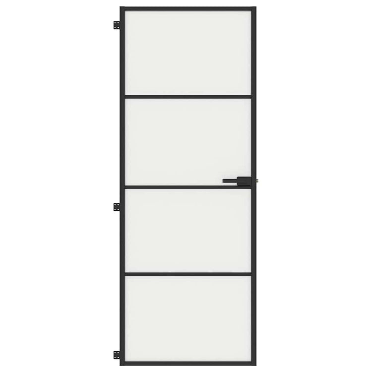 Vidaxl Porte intérieure étroite 76x201,5 cm Verre durcie et aluminium noir