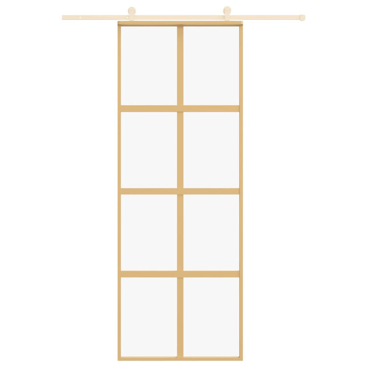 Vidaxl Sliding Porte 76x205 cm Verre ESG transparent et en aluminium or de couleur