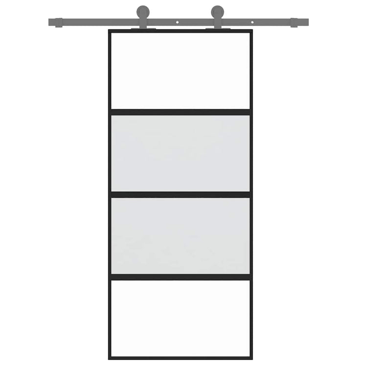 Vidaxl Porte coulissante 90x205 cm Verre durcie et noir en aluminium