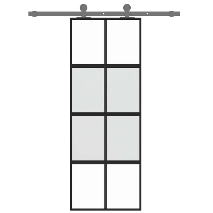Vidaxl Porte coulissante 76x205 cm Verre durcie et noir en aluminium