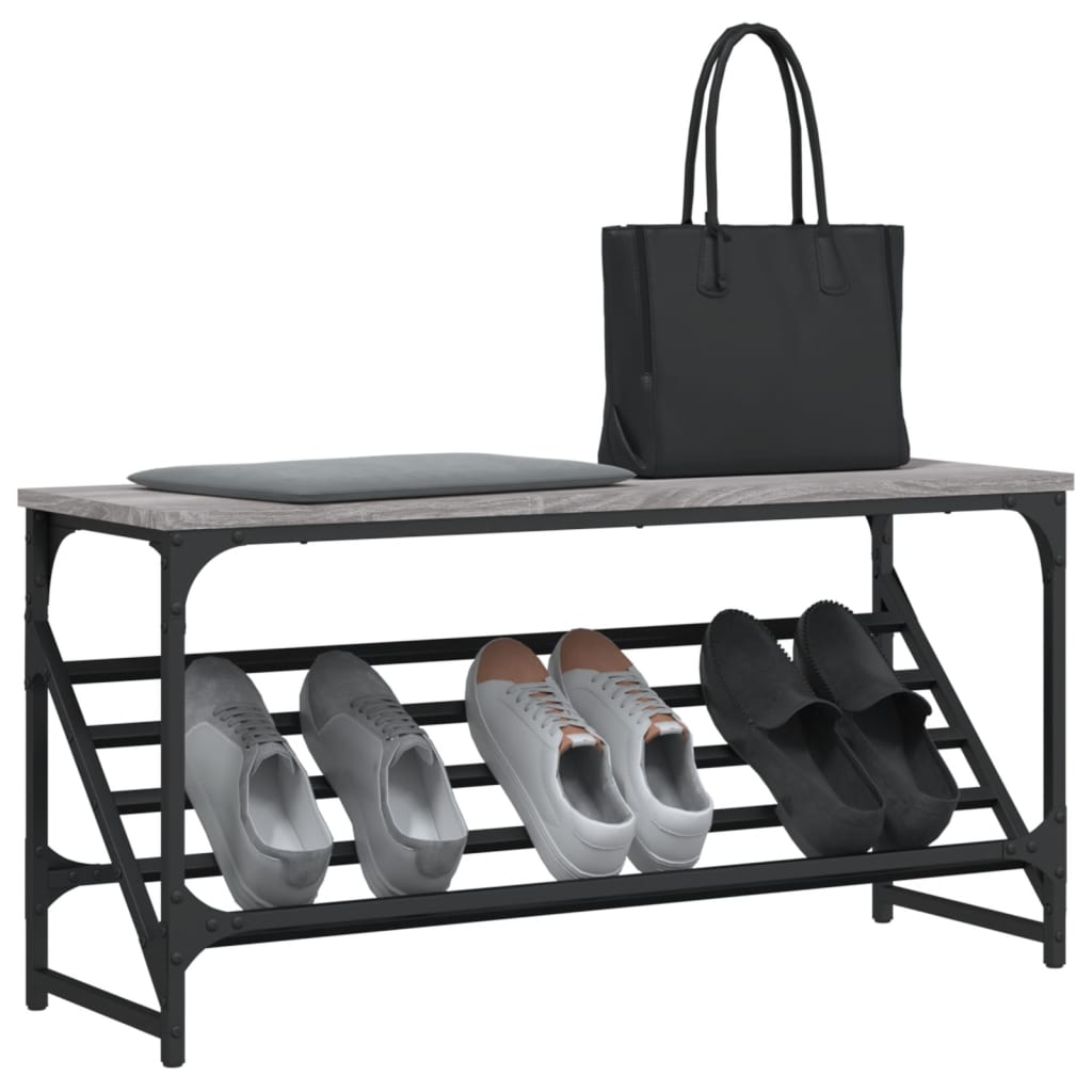 Rack à chaussures Vidaxl 90x30x45 cm Propriété en bois Gris sonoma coloré