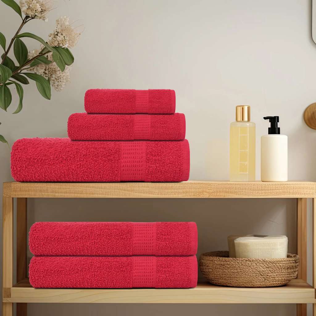 Ensemble de serviettes Vidaxl 6 pièces 360 g m² 100% de coton rouge