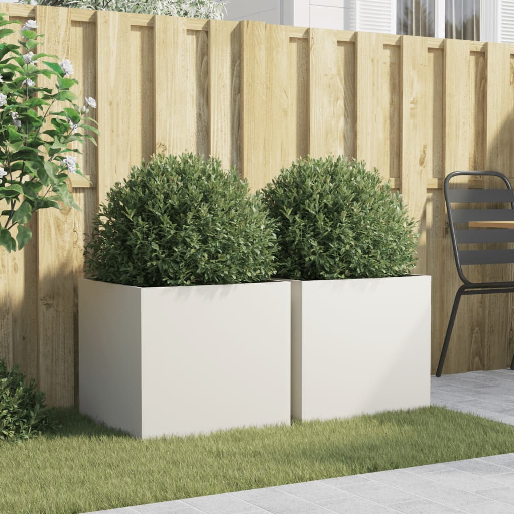 Jardinières vidaxl 2 pcs 49x47x46 cm en acier blanc