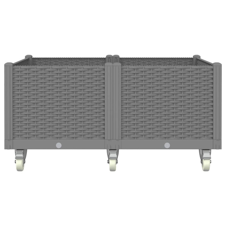 Planteur Vidaxl avec roues 100x80x54 cm en polypropène gris clair