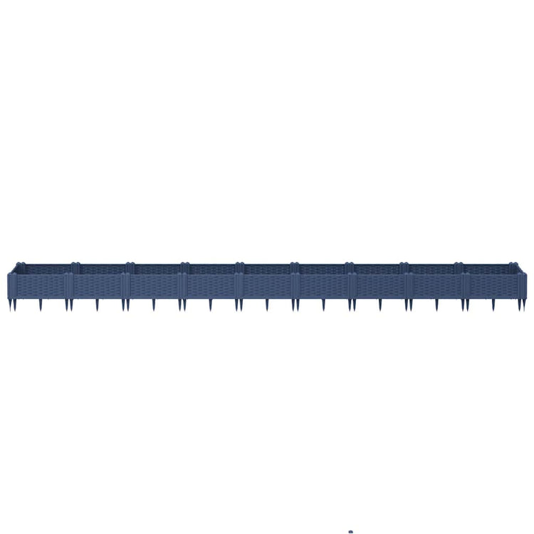 Planteur Vidaxl avec broches 362.5x42.5x28,5 cm Gris en polypropène