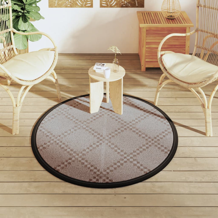 Vidaxl Extérieur tapis Ø 120 cm Brown en polypropène