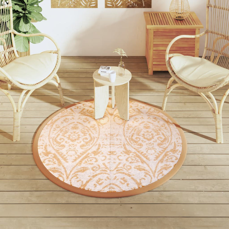 Vidaxl Extérieur tapis Ø120 cm en polypropène orange et blanc