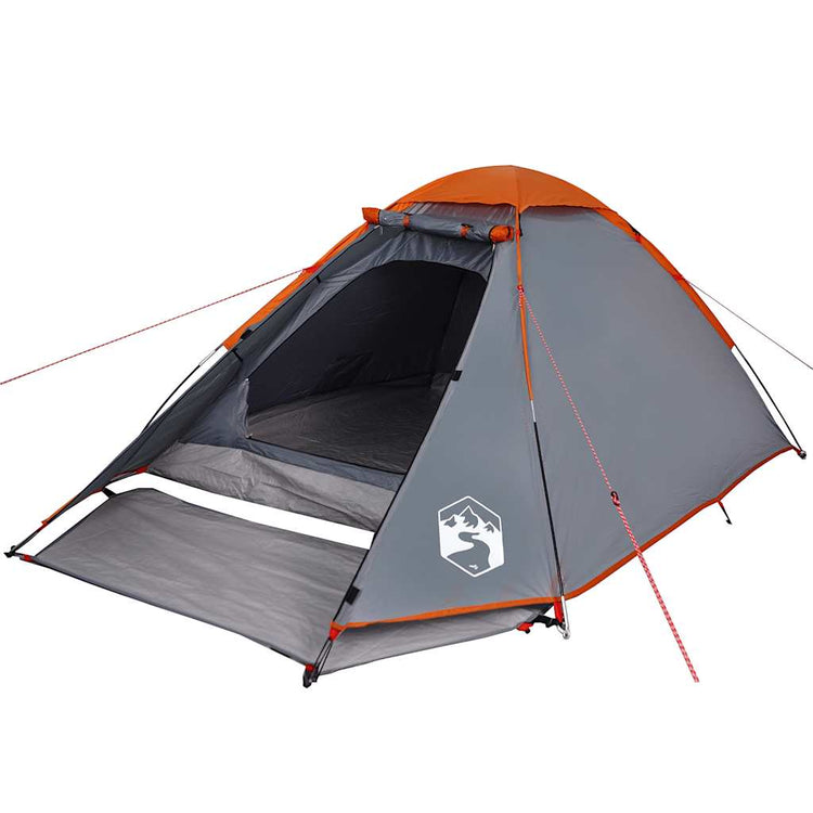 Vidaxl dome tente 2 personnes étanche gris et orange