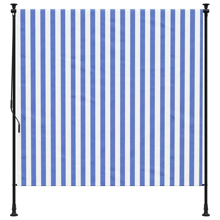 Vidaxl Rouleau aveugle pour l'extérieur de 200x270 cm tissu et acier bleu et blanc