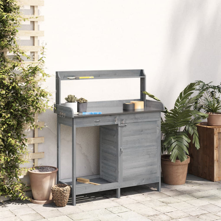 Vidaxl Botton Table avec placard 110.5x45x124.5 cm Gris de portier solide