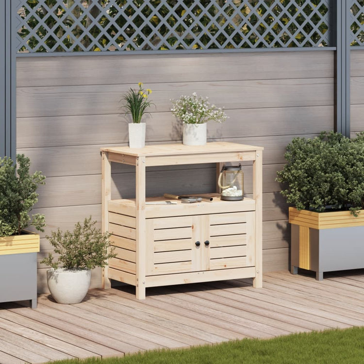 Table de Vidaxl Botton avec étagères 82.5x45x81 cm en bois de pin massif