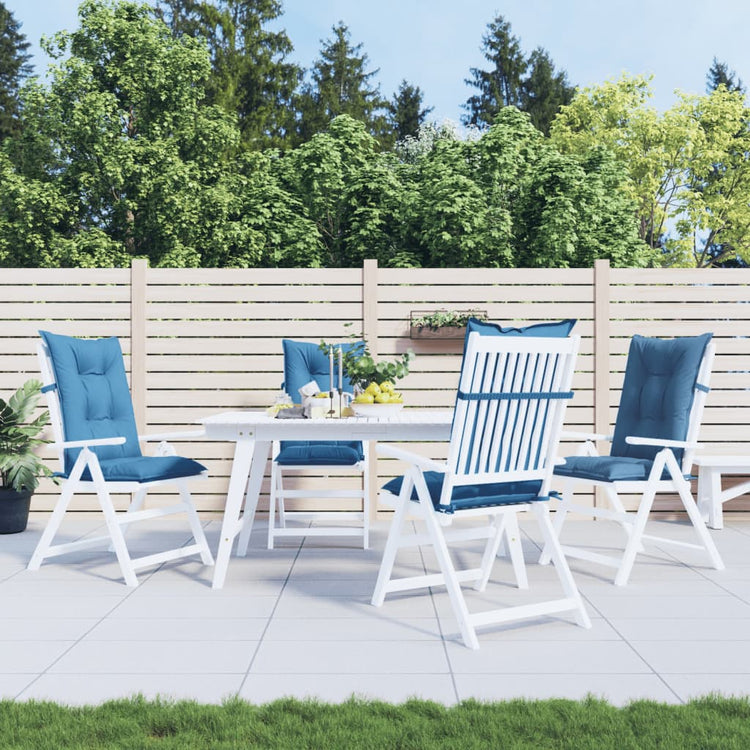 Coussins de chaise vidaxl 4 st arrière haut 120x50x7 cm tissu bleu mélangé