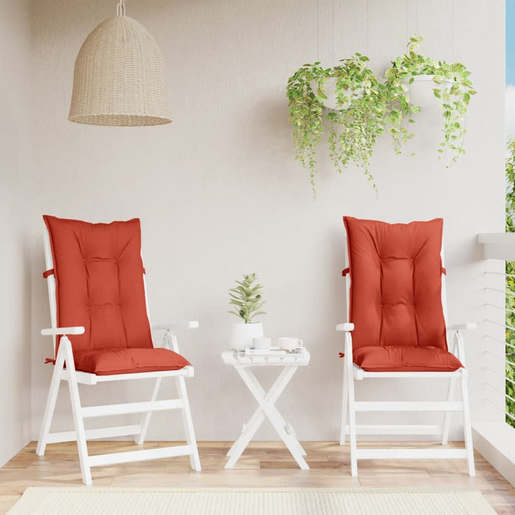 Coussins de chaise vidaxl 2 st arrière haut 120x50x7 cm tissu rouge mélangé