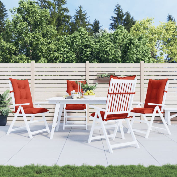 Coussins de chaise vidaxl 4 st dos haut 120x50x7 cm tissu rouge mélangé