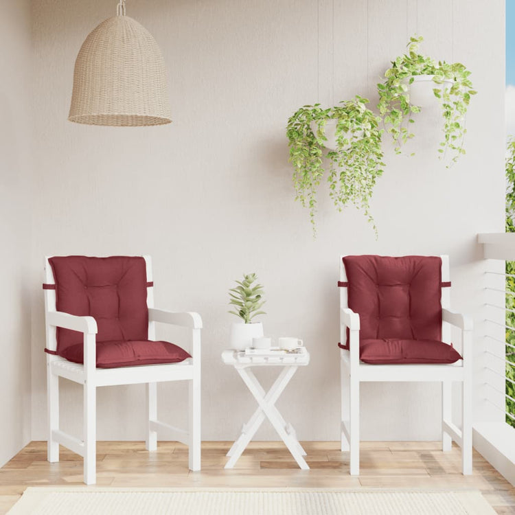 Coussins de chaise vidaxl 2 pcs bas dos 100x50x7 cm de tissu vin mélangé rouge