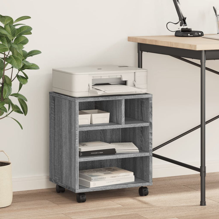 Boîte d'imprimante Vidaxl avec roues 41x32x48 cm gris sonoma chêne couleur