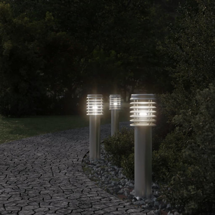 Lampadaire Vidaxl pour l'extérieur 3 st 60 cm en acier inoxydable en argent coloré