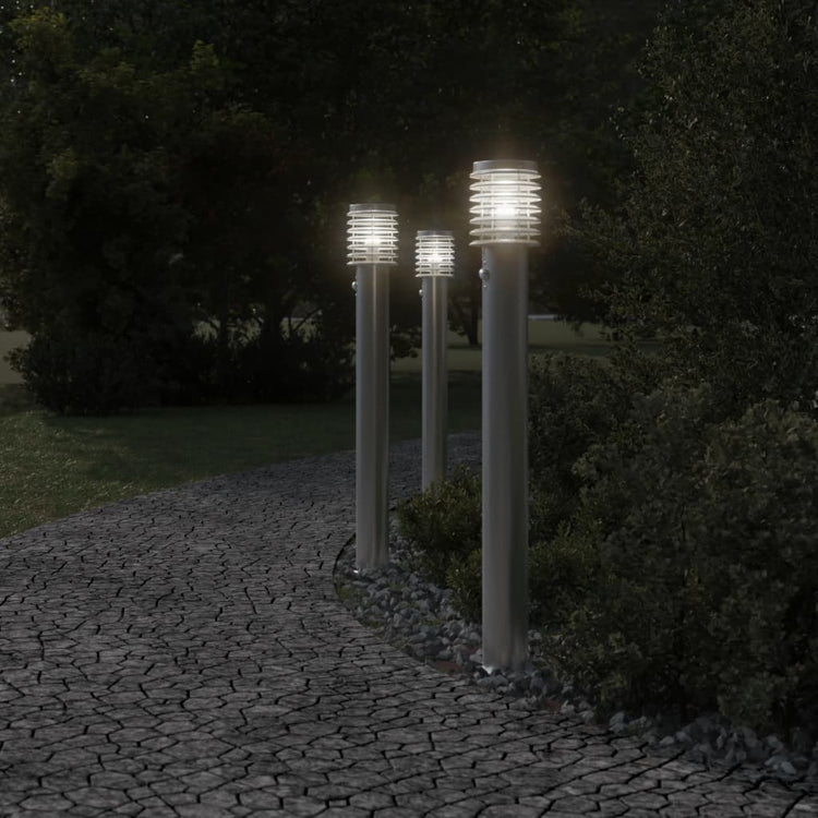 Lampadaire Vidaxl pour l'extérieur avec capteur 110 cm en acier inoxydable argent