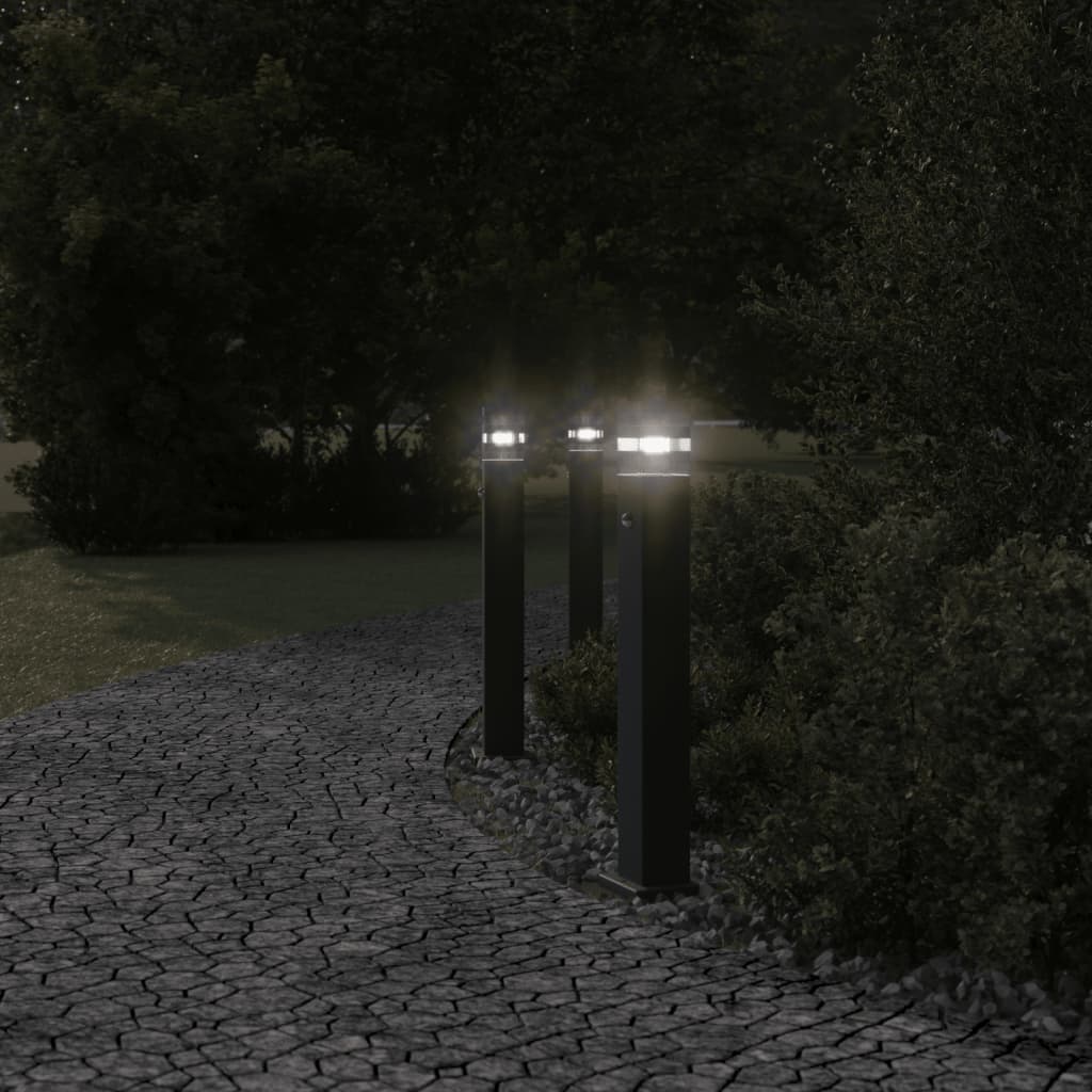 Lampadaires Vidaxl pour l'extérieur 3 ST avec capteur 80 cm en aluminium noir