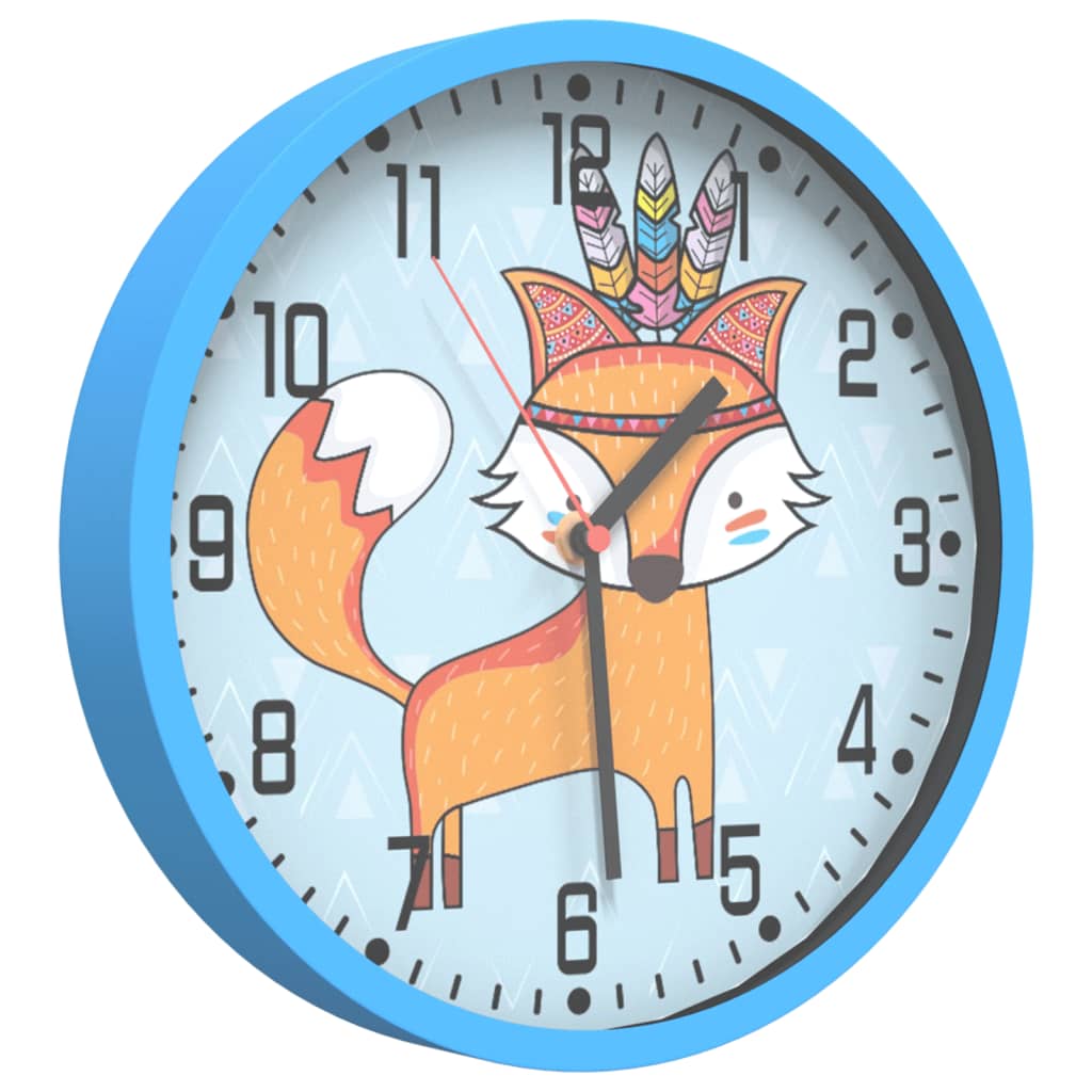 Horloge murale vidaxl Ø25,5 cm en polystyrène et bleu en verre