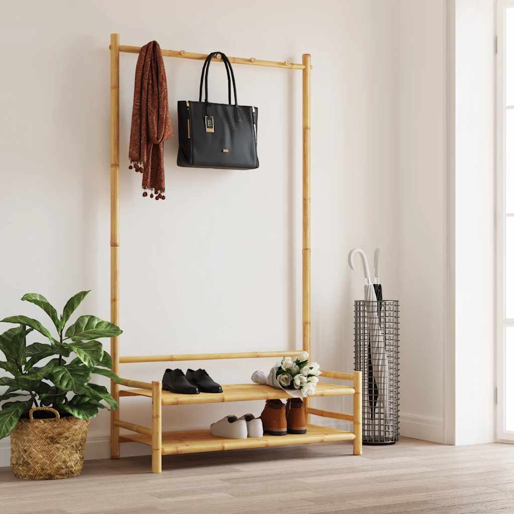 Rack de vêtements Vidaxl avec étagères 103x40x183 cm de bambou