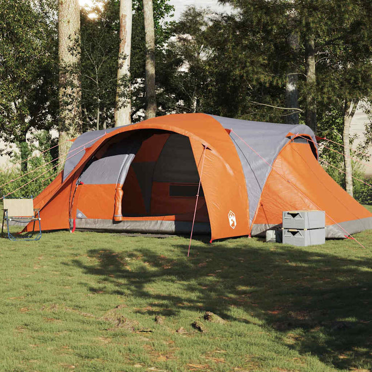 Vidaxl dome tente 6 personnes étanche gris et orange