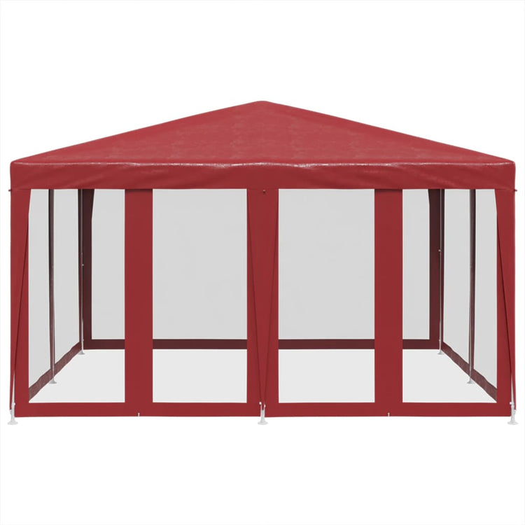 Tente de fête Vidaxl avec 8 murs latéraux en mesh 4x4 m en rouge HDPE