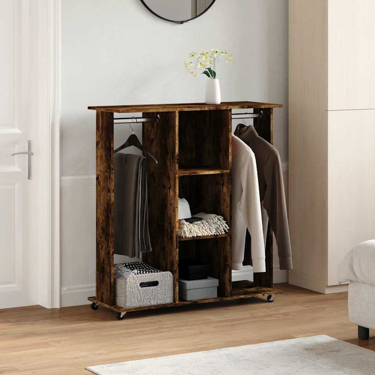 Armoire Vidaxl avec roues 102x38x110 cm en bois de bois de bois