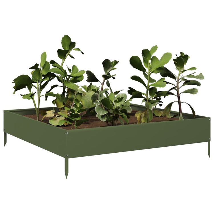 Vidaxl Planter surélevé 100x100x26 cm en acier vert olive