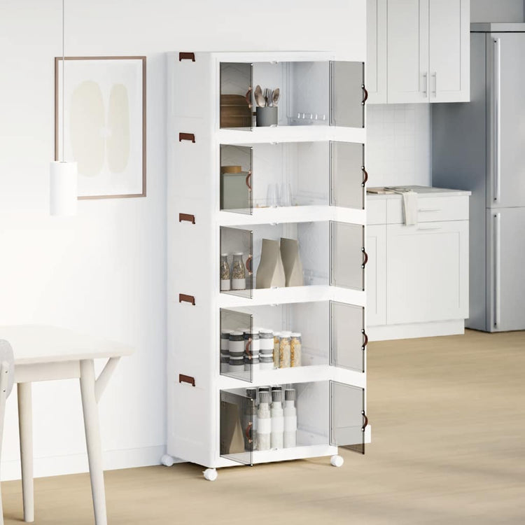 Boîte de rangement Vidaxl Empilable avec roues 5 couches 75 L 64x40x179 cm
