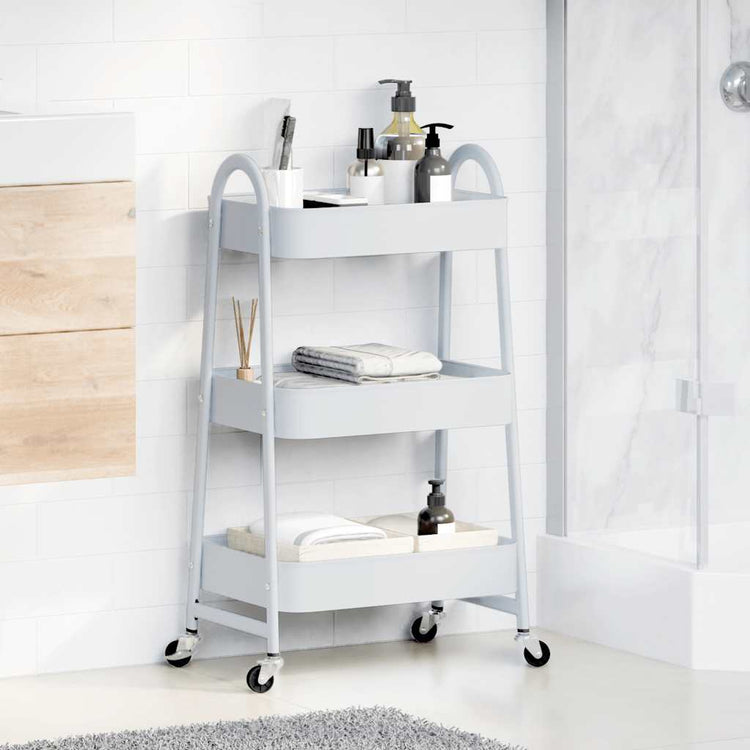 Vidaxl Storage Trolley 3 couches 42x41.5x77 cm en acier blanc