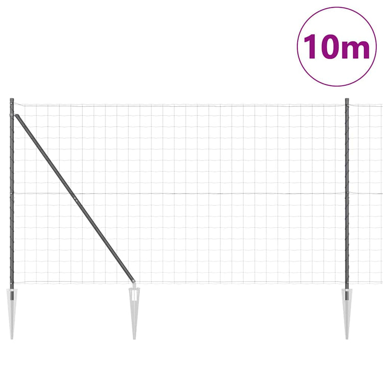 Vidaxl clôture avec poteau gris 1,5 x 10 m acier