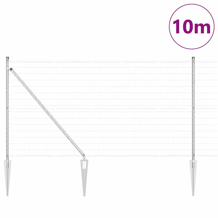 Vidaxxl clôture avec poteau argent 1 x 10 m acier