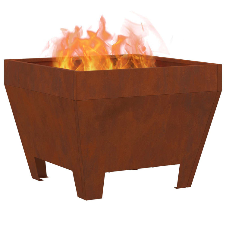 Vidaxl brasero marron 50 x 50 x 38 cm acier corten