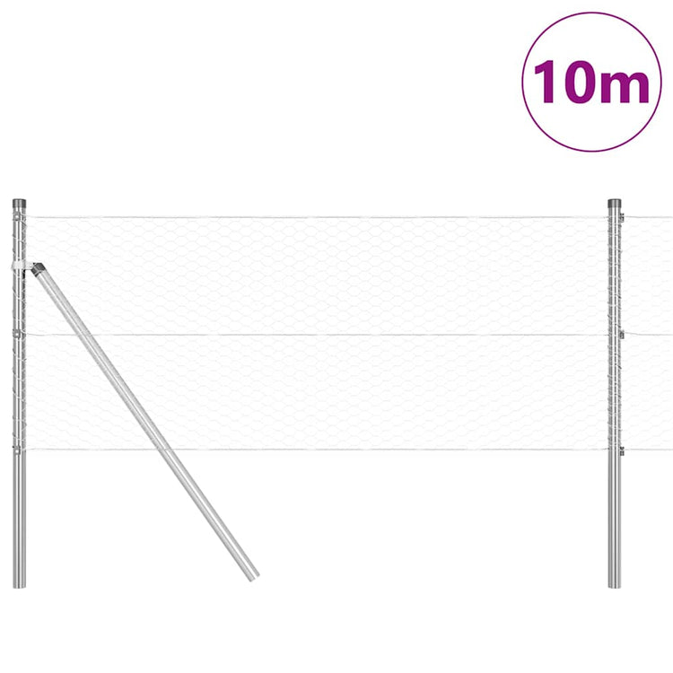 Vidaxl poteau de clôture argent 10 x 0,6 m (maille 25 mm) acier