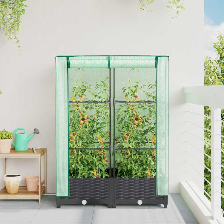 Vidaxl Planter élevé avec Kashoes 80x40x123 cm Rattanlook