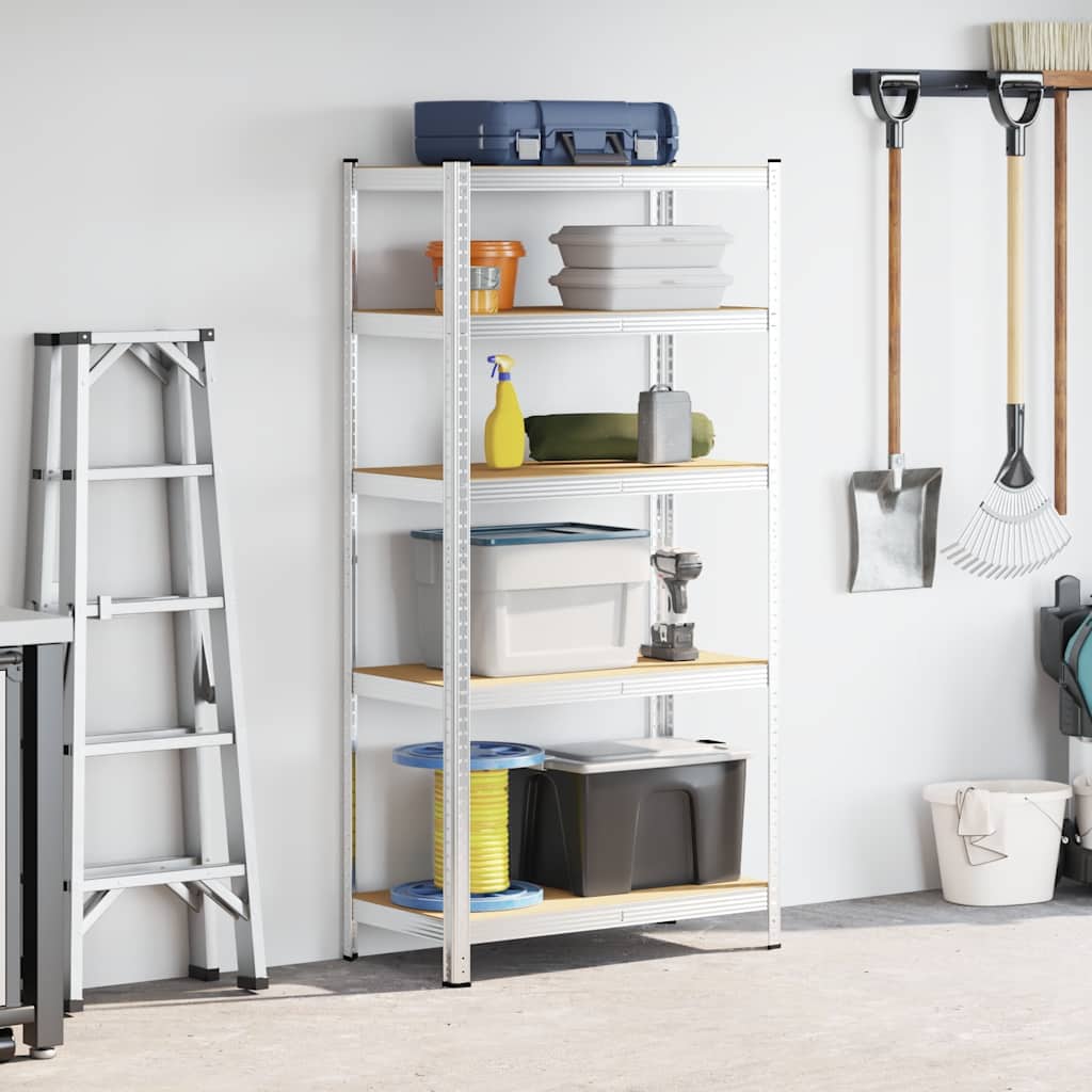 Rack de stockage Vidaxl en acier à 5 couches et gris en bois transformé