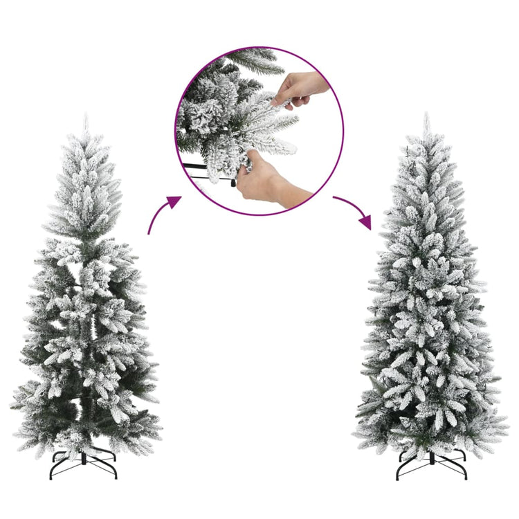 Vidaxl kunstkerstboom avec neige étroite de 180 cm en PVC et PE