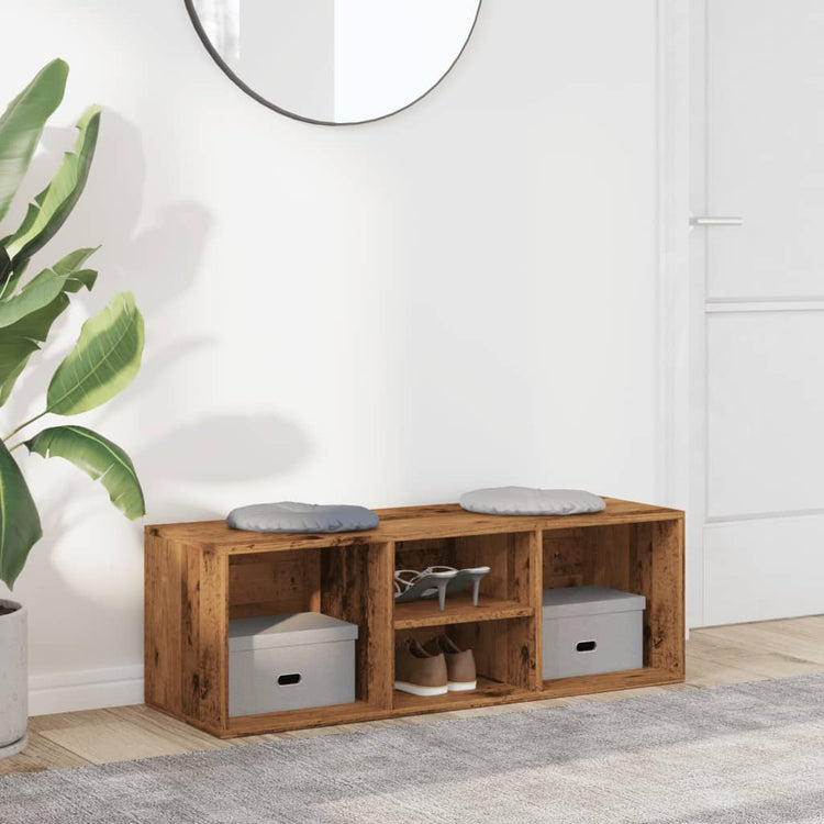 Canapé de rangement à chaussures vidaxl 105x35x35 cm bois transformé vieux bois coloré